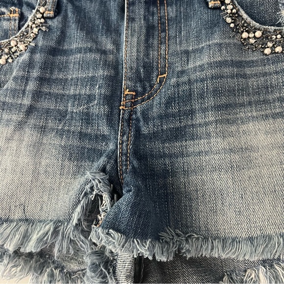 A & F Abercrombie & Fitch Denim Jean Shorts Stones Pearls embellished Sz. 4 W27 - Picture 6 of 9